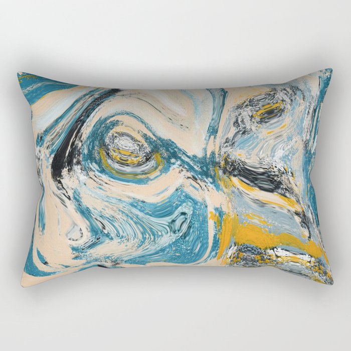 Tide Pool: a blue, yellow, and peach abstract painting by Alyssa Hamilton Art Rectangular Pillow