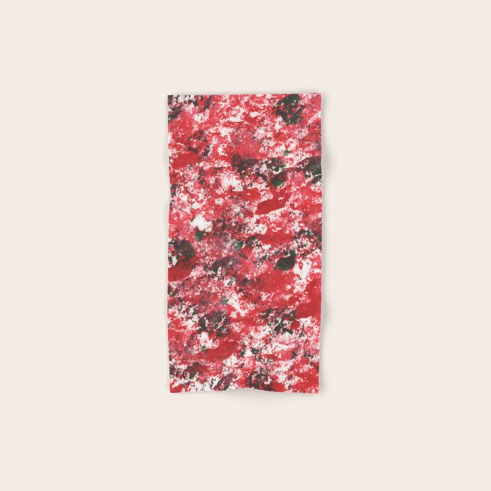 Red Camo Pattern Print Acrylic Artwork Black Splatter Painting