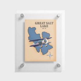 Great Salt Lake Utah vintage style map Floating Acrylic Print