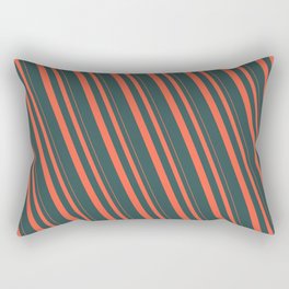 [ Thumbnail: Red & Dark Slate Gray Colored Striped Pattern Rectangular Pillow ]