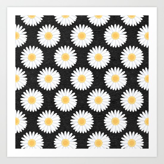 Spring Daisies_Black Art Print