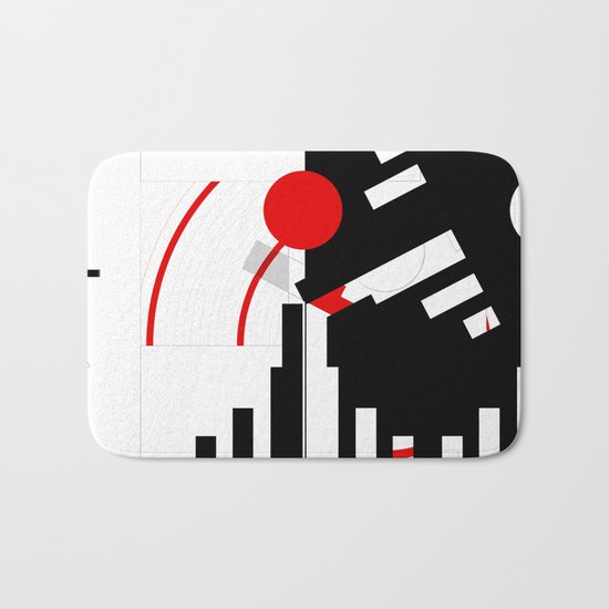 black and white meets red Version 16 Bath Mat