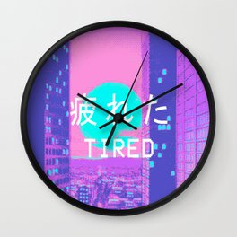 Tired Vaporwave Aesthetic hypnotic Style Gift Sad Vaporwave Design Wall Clock