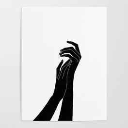 Hands silhouette line drawing - Marina Poster
