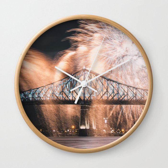 Fireworks bridge Wall Clock