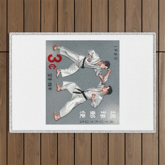 1965 RYUKYUS Karate Kumite Stamp Outdoor Rug