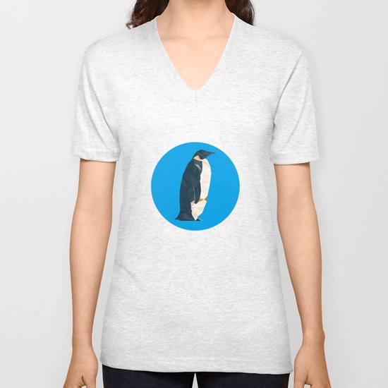 cyan penguin Unisex V-Neck