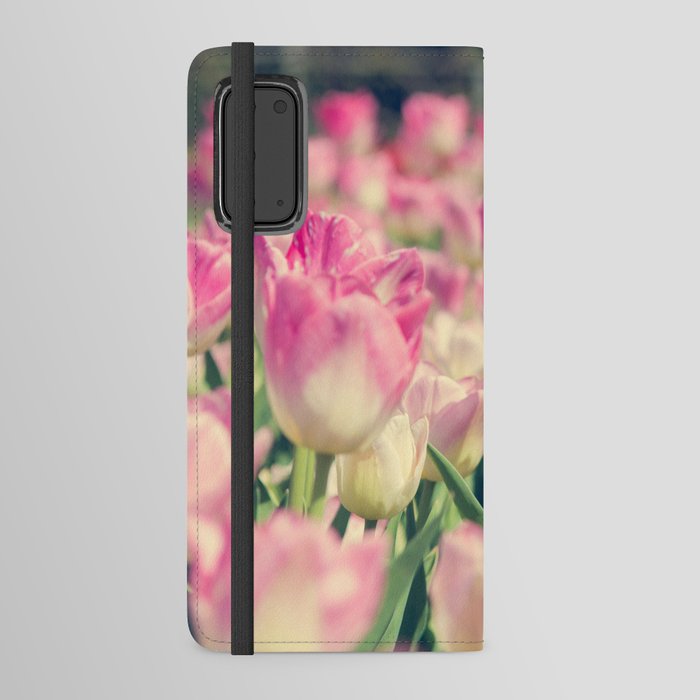 Blooming pink and yellow tulips.  Android Wallet Case