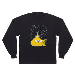 Yellow submarine with a cat and bubbles Long Sleeve T Shirt