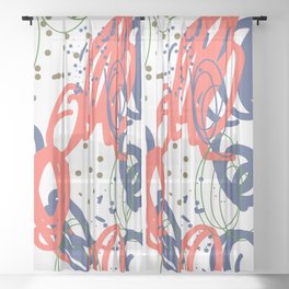 Modern Doodle Abstract Pattern Sheer Curtain