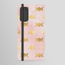 celestial moon in pink and gold Android Wallet Case