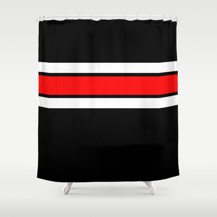 Stripes Shower Curtain By Team Colors, Red Black White And Gray Shower Curtain