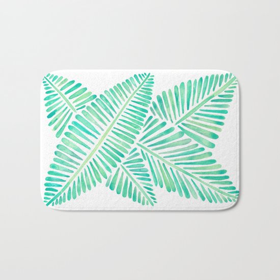 Tropical Banana Leaves – Mint Palette Bath Mat