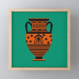 Greek Pottery - Black-figure amphora - orange green black Framed Mini Art Print