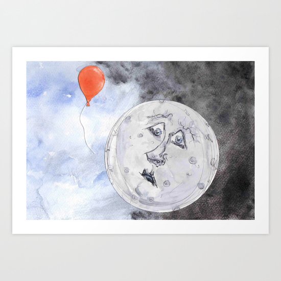 Moon and the Balloon Art Print