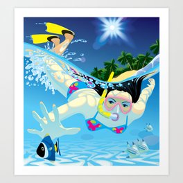 Diving girl Art Print