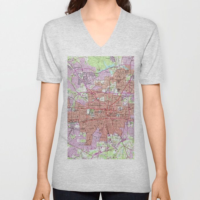 Vintage Map of Greensboro North Carolina (1951) 2 V Neck T Shirt