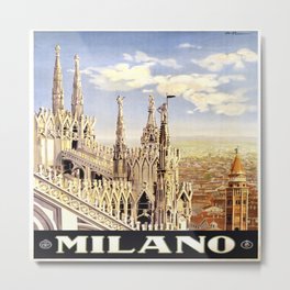 Vintage poster - Milano Metal Print | Italiana, Advertisement, Vacation, Scenic, Italian, Colorful, European, Milano, Painting, Tourists 