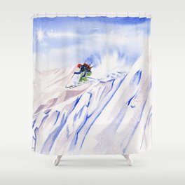 Powder Skiing Shower Curtain