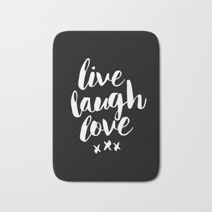 Live Laugh Love black and white monochrome typography poster design home wall decor canvas Bath Mat