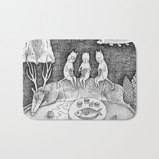 Knitting Cats Bath Mat