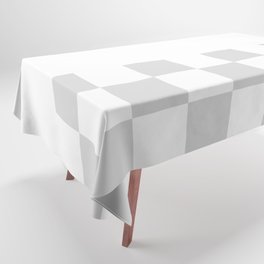 Silver Grey and White Chess With Solid White Horizontal Split   Tablecloth