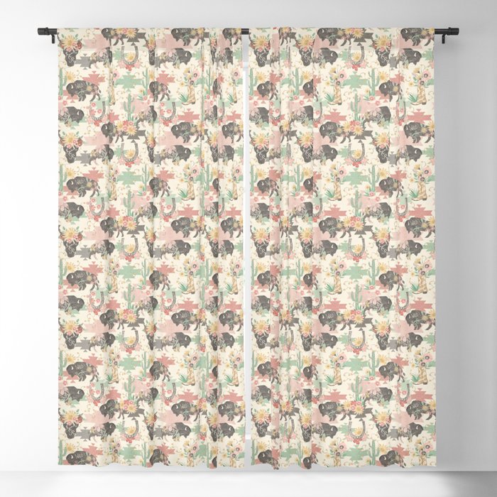 Roaming Wild Ranch - southwest cowgirl  Blackout Curtain