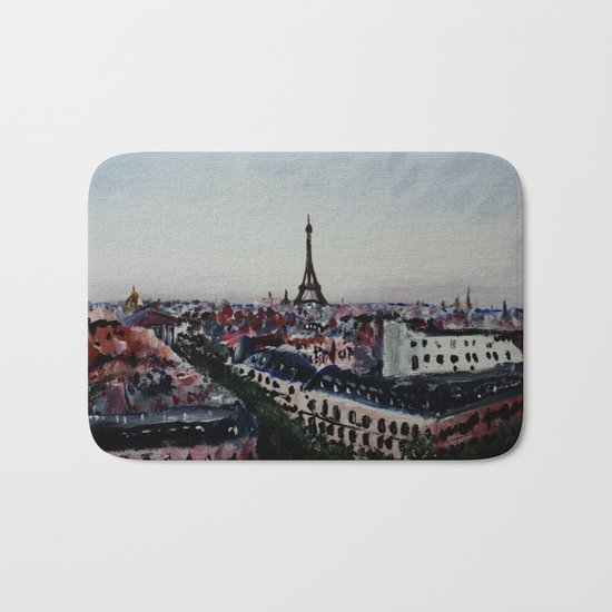 Paris Eiffel Tower Acrylics On Canvas Board Bath Mat