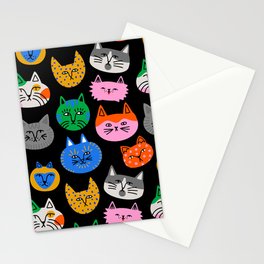 Funny colorful cat cartoon pattern Stationery Card