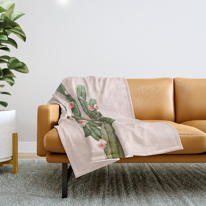 CACTUS AND ROSES Throw Blanket