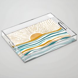 The Sun and The Sea - Gold and Teal Acrylic Tray