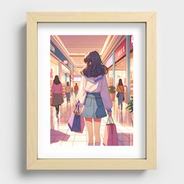 Anime Girl Shopping Recessed Framed Print