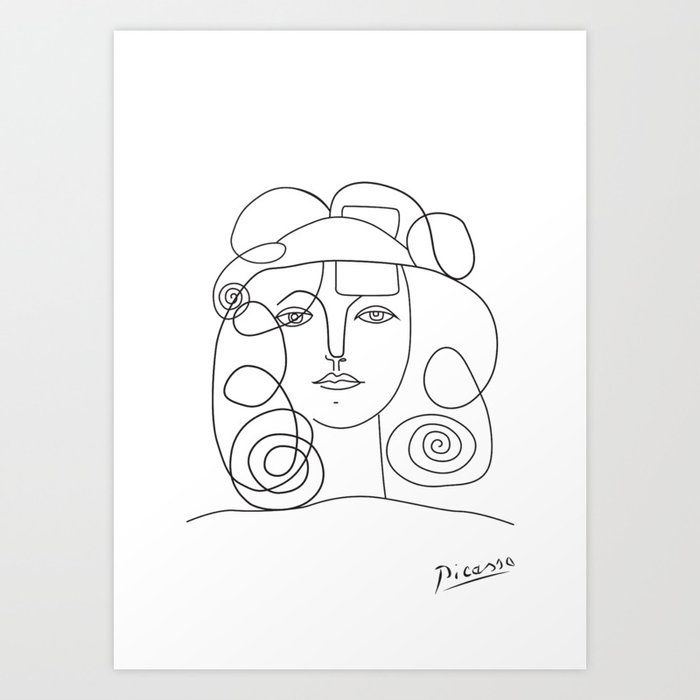 Picasso Sketch Woman Face Illustrations Picasso Line Drawing 