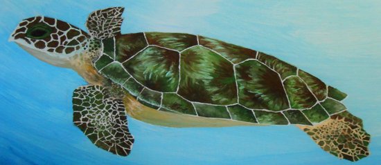 Green Sea Turtle Painting Ocean Paintings Sea Life Painting