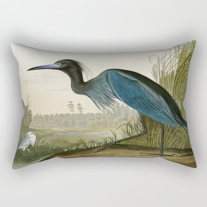 Little Blue Heron - John James Audubon's Birds of America Print Rectangular Pillow