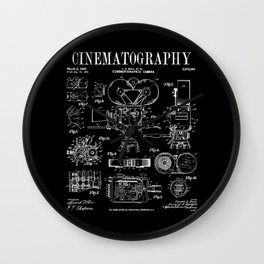 Cinematography Movie Film Camera Vintage Patent Print Wall Clock