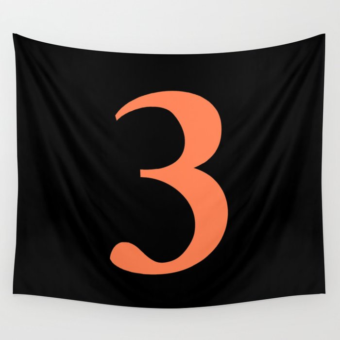 3 (CORAL & BLACK NUMBERS) Wall Tapestry