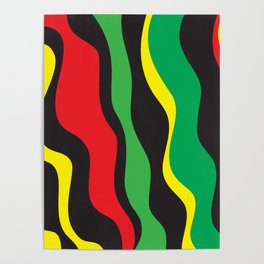 Red Yellow Green Black Rasta Wave Poster