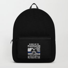 Blessed Are The Peacemakers Police Officer T-Shirt & Gift Backpack
