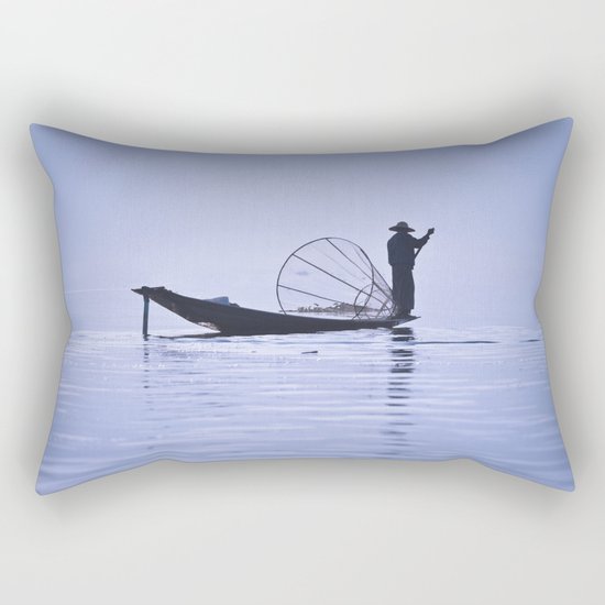 FISHERMAN AT INLE LAKE II Rectangular Pillow