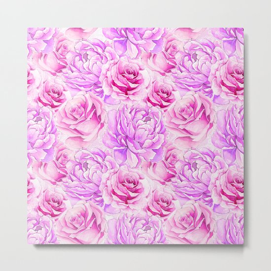 Watercolor Roses Metal Print