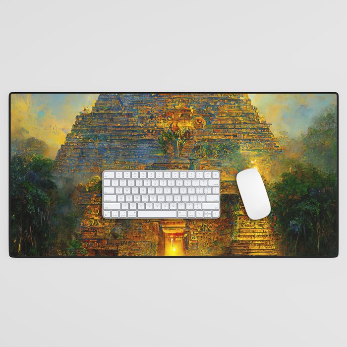 Ancient Mayan Temple Desk Mat