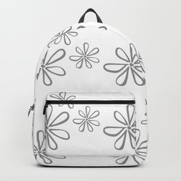 Daisy Floral Pattern Minimal White & Grey Backpack