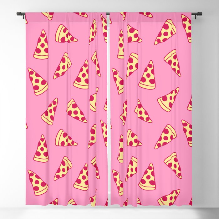 Pink Pizza Pattern Blackout Curtain