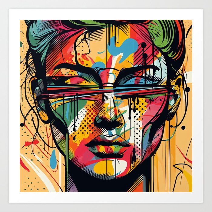 Pop Art Colourful Woman Art Print