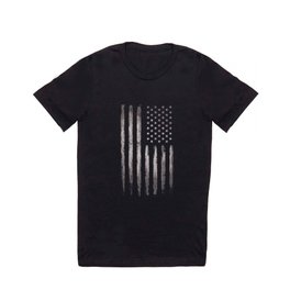 White Grunge American flag T Shirt