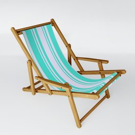 [ Thumbnail: Lavender & Turquoise Colored Pattern of Stripes Sling Chair ]
