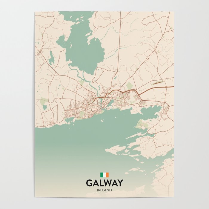 Galway, Ireland Vintage City Map Poster by IMR Designs Society6