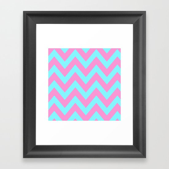 PINK & TEAL CHEVRON Framed Art Print