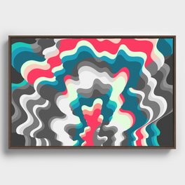 Abstract Blossoming Swirl Art In Tropical Essence Color Palette With Black and White Framed Canvas